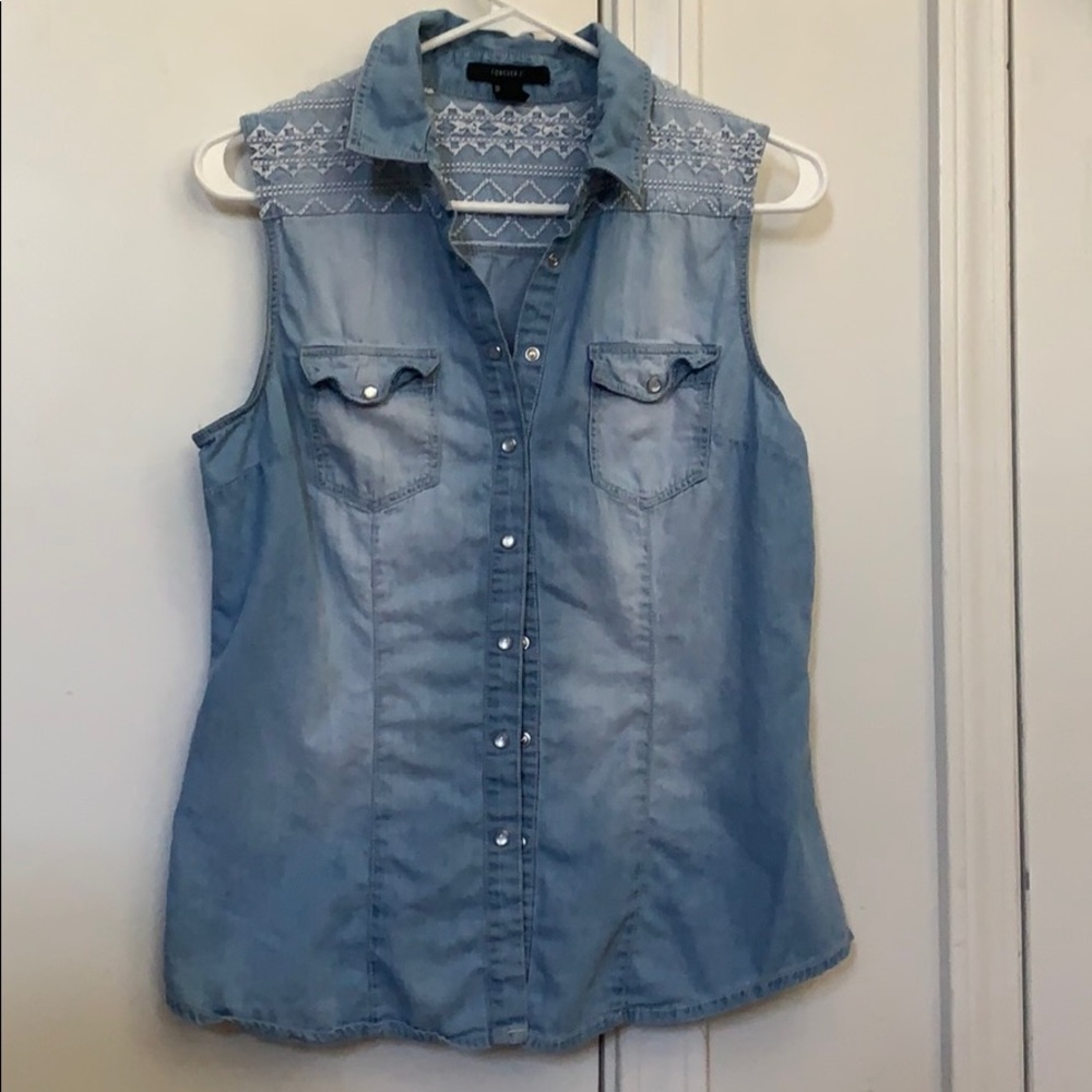Denim Vest with white detailing